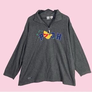 Vintage Disney Sweatshirt Women's Plus Half Zip Winnie The Pooh Embroidered 1X